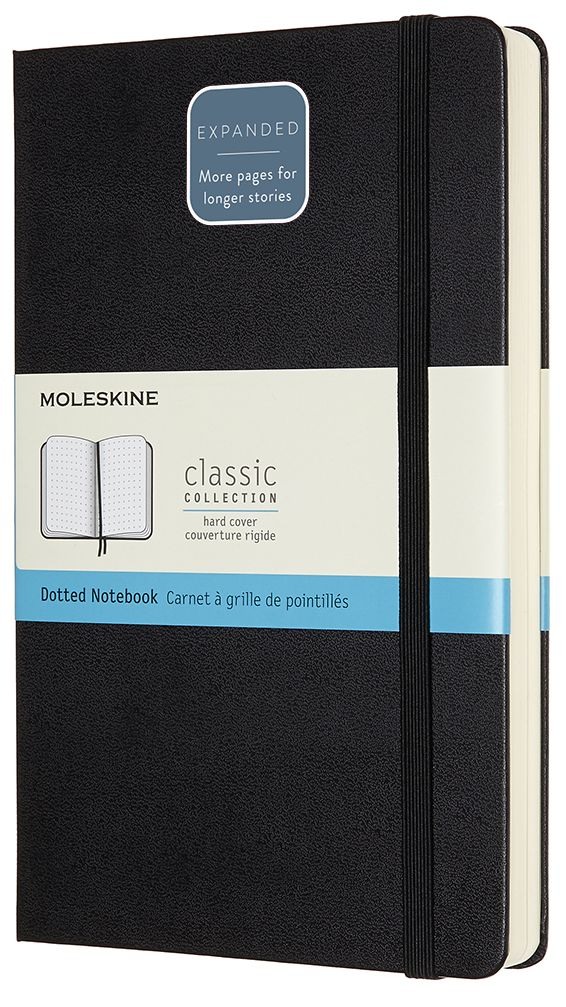 Moleskine Notebook. Expanded Large. Dotted. Black Hard Cover (5 x 8.25)