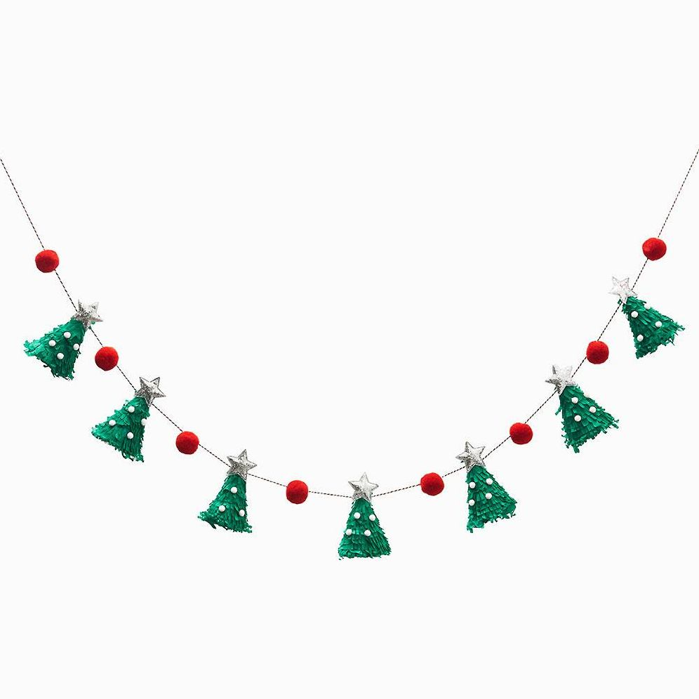 Tinsel Tree Pom Garland - Image 2