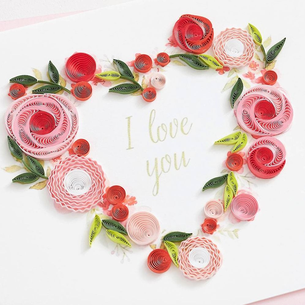 Quilling I Love You Flower Heart Wreath Card - Image 2