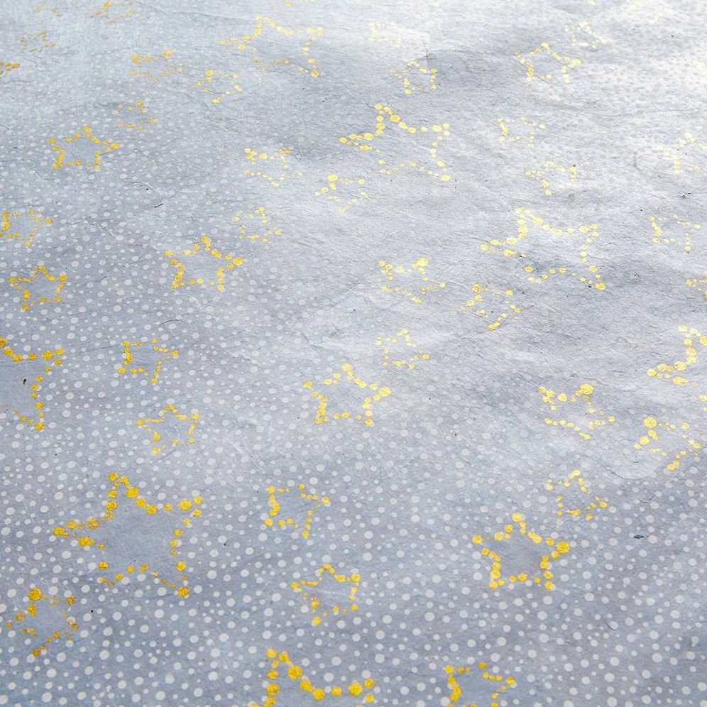 White Dot & Gold Star Print on Grey Fine Paper - Image 2