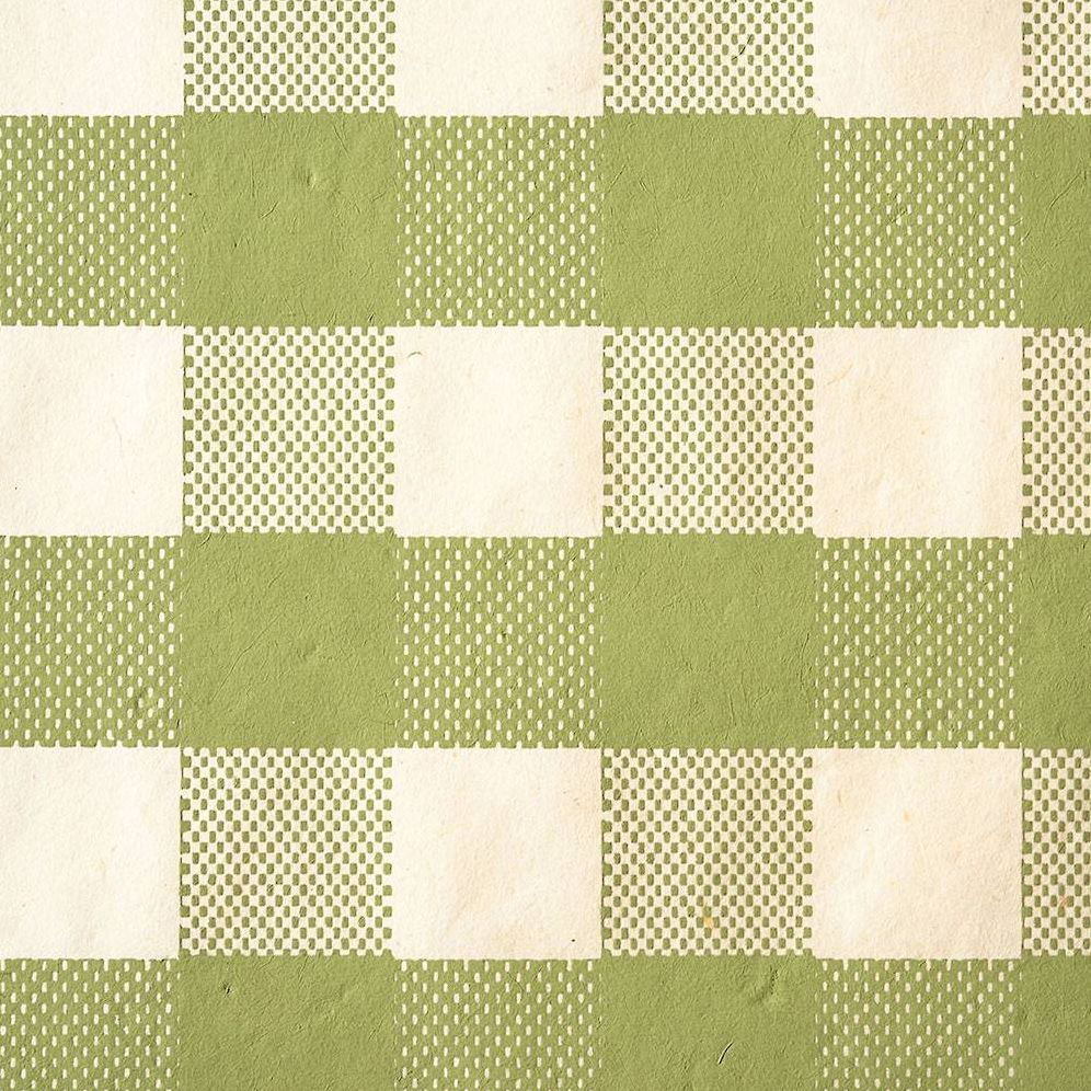 Sage & Cream Plaid Handmade Paper - Image 2