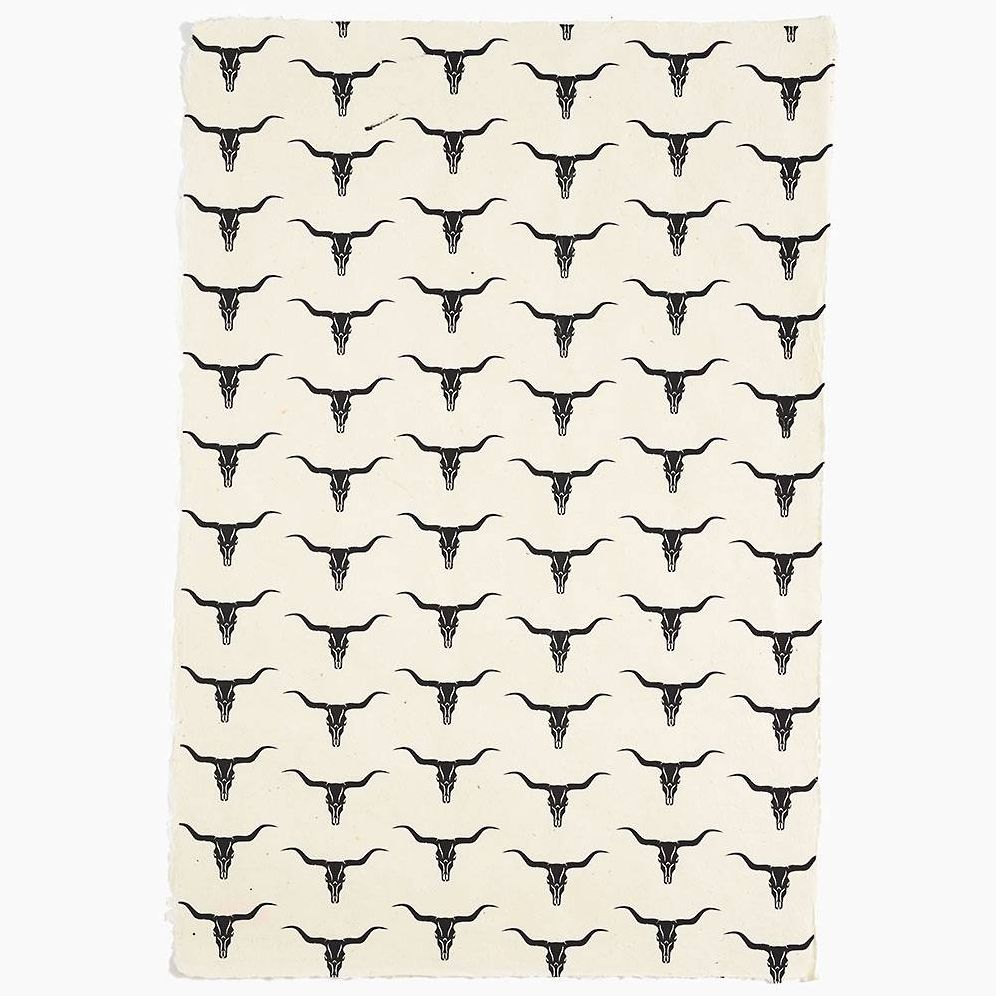 Longhorns on Cream Handmade Paper - Image 2