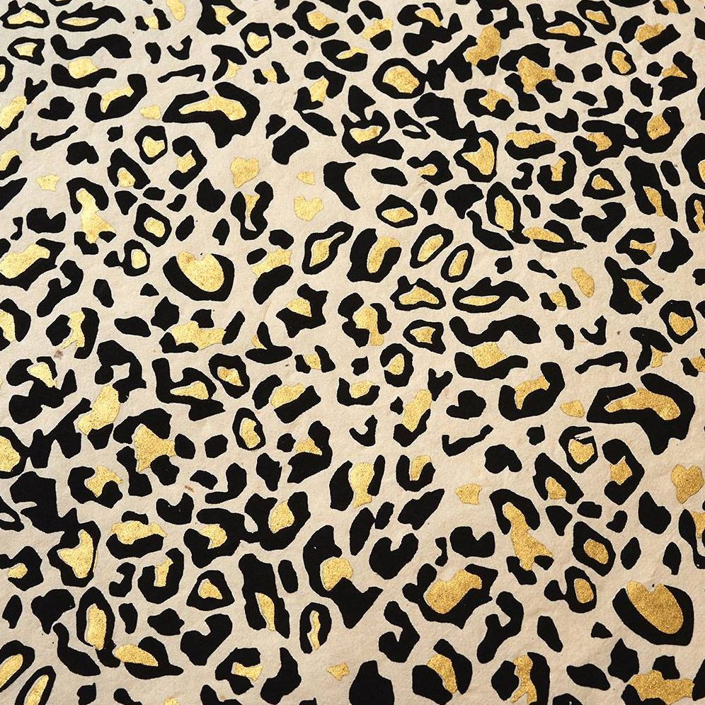 Gold Foil Cheetah Print On Cream Handmade Paper - Image 2