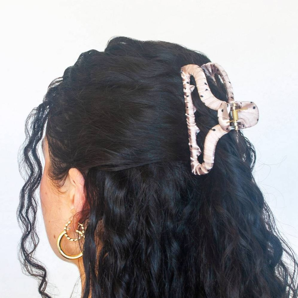 Dotted Satin Wrapped Hair Clip - Image 5
