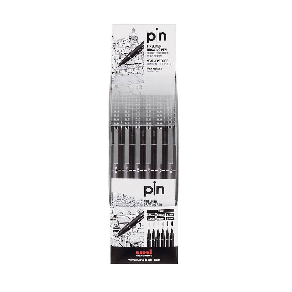 uni Pin Black Fineliner Pen Set - Image 2