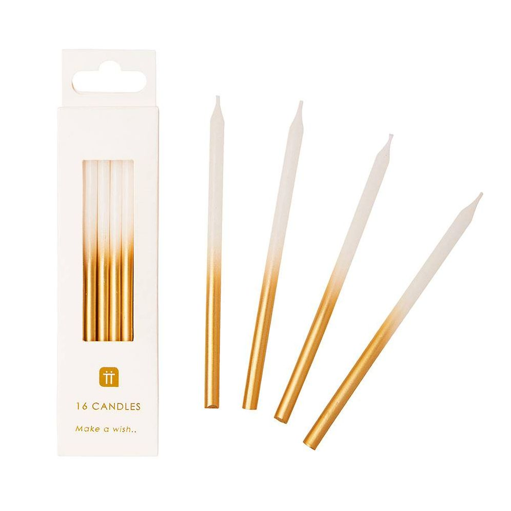 Tall Gold Metallic Ombre Candles - Image 3