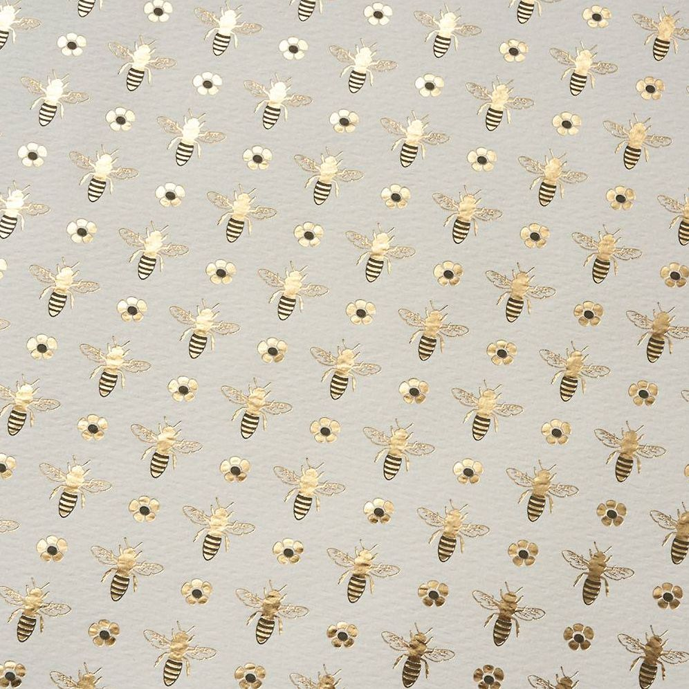 Bumble Bees & Flowers Gold Foil Handmade Paper - Image 2
