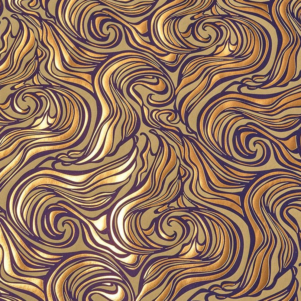 Gold Wavy Marble on Honey Handmade Paper - Image 2
