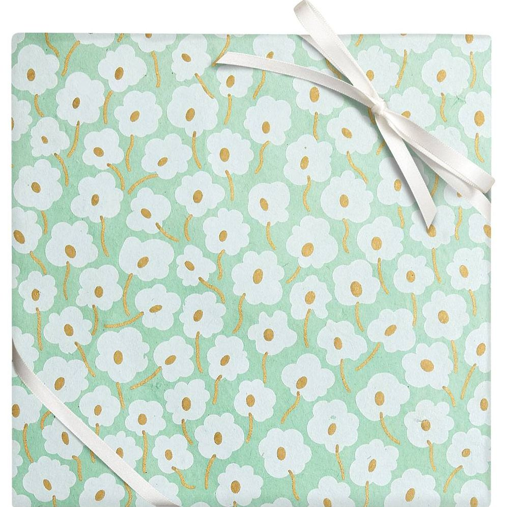 Daisies on Mint Handmade Paper