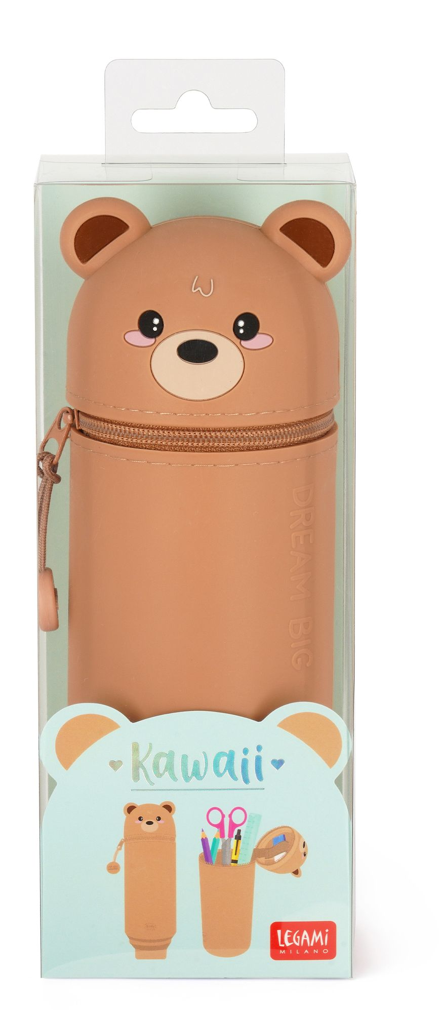 Legami 2-In-1 Silicone Pencil Case - Kawaii - Teddy Bear - Image 2