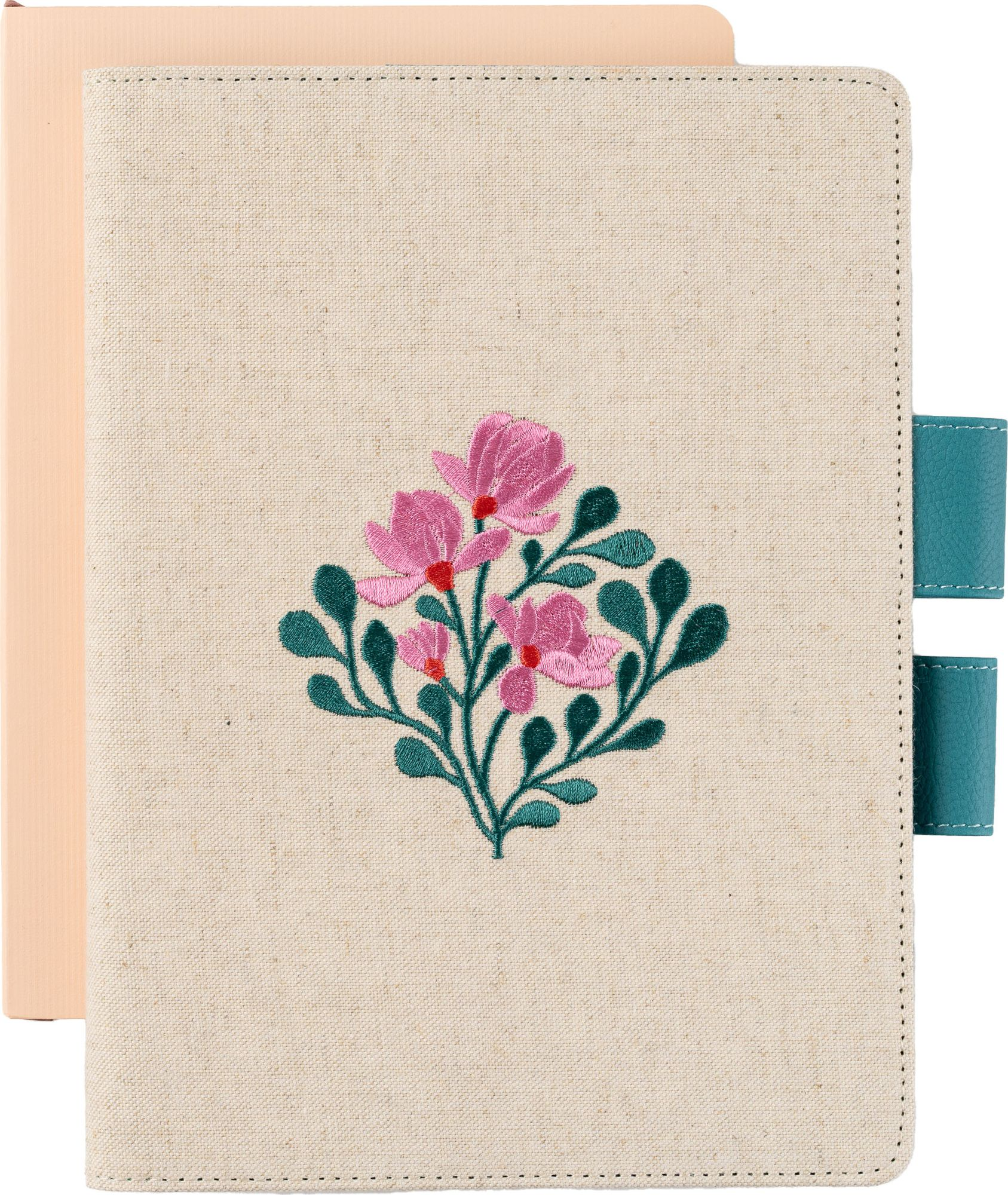 Paper Source A5 Embroidered Floral Bookcloth Journal Cover with Pen Loop Closure - Image 2