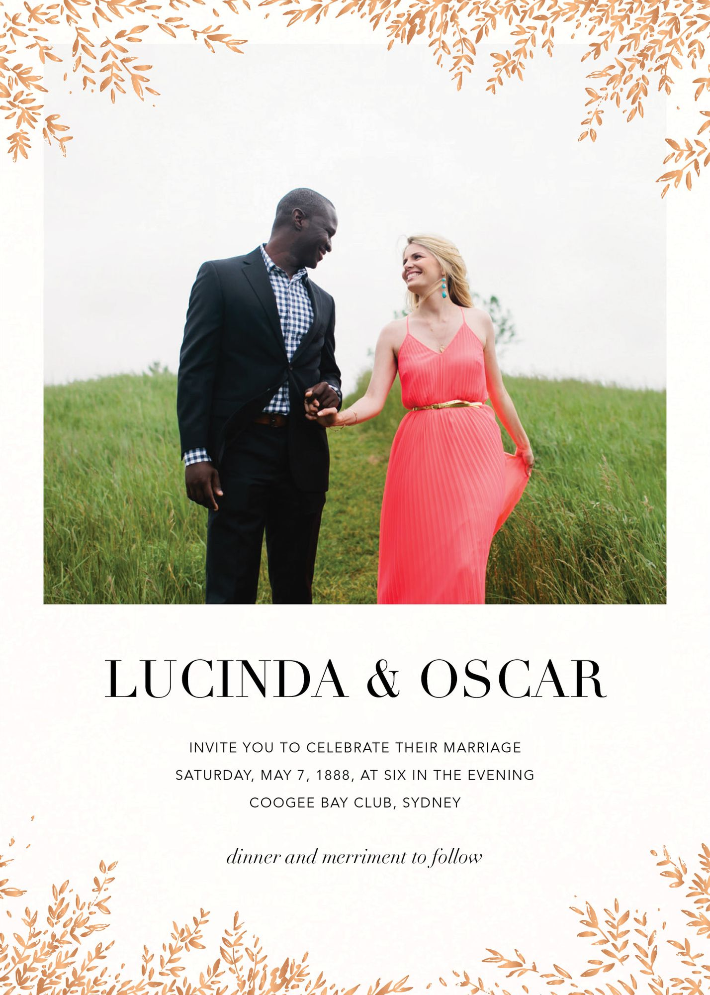 Leaves of Gold Photo Wedding Invitation - Image 2