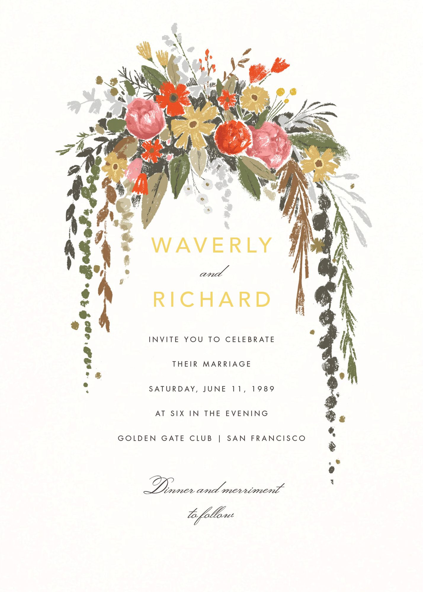 Dripping Floral Wedding Invitation - Image 2