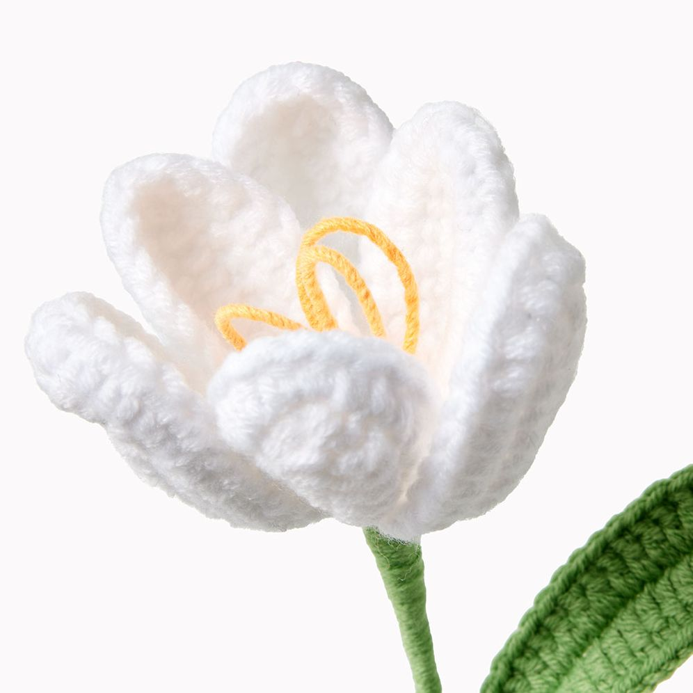 White Tulip Crochet Flower - Image 2