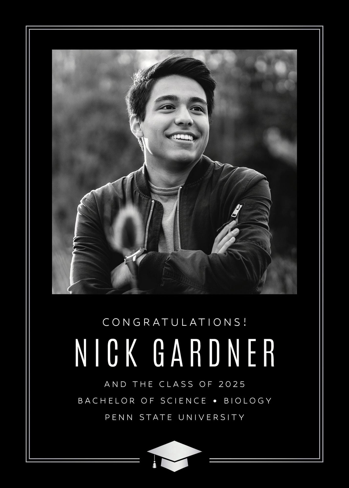 Classic Cap Foil Photo Graduation Announcement - Image 2