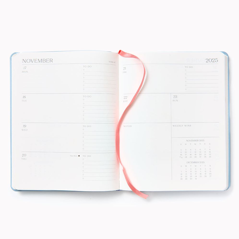 2025-2026 Paper Source Light Blue Leather 18-Month Weekly Desk Planner - Image 2