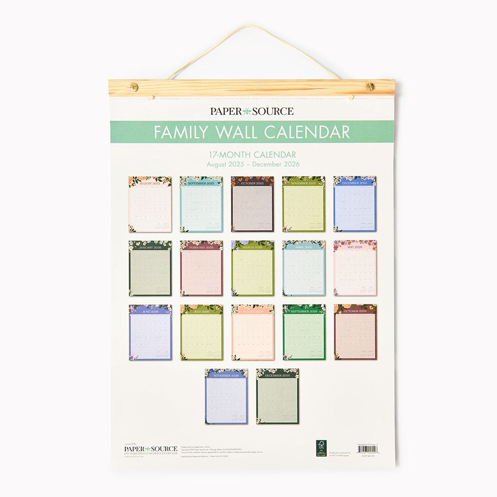 2025-2026 Paper Source Family Wall Calendar - Image 2