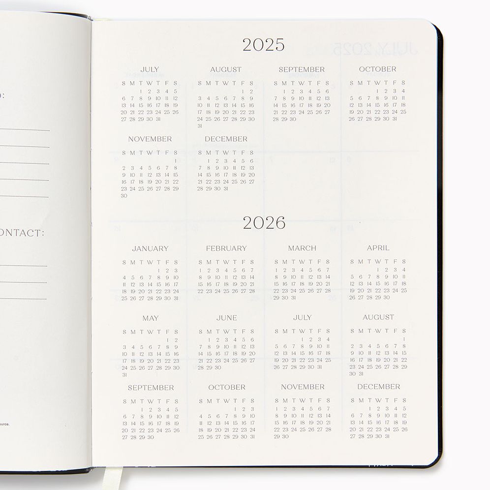 2025-2026 Paper Source Black Leather 18-Month Weekly Desk Planner - Image 2