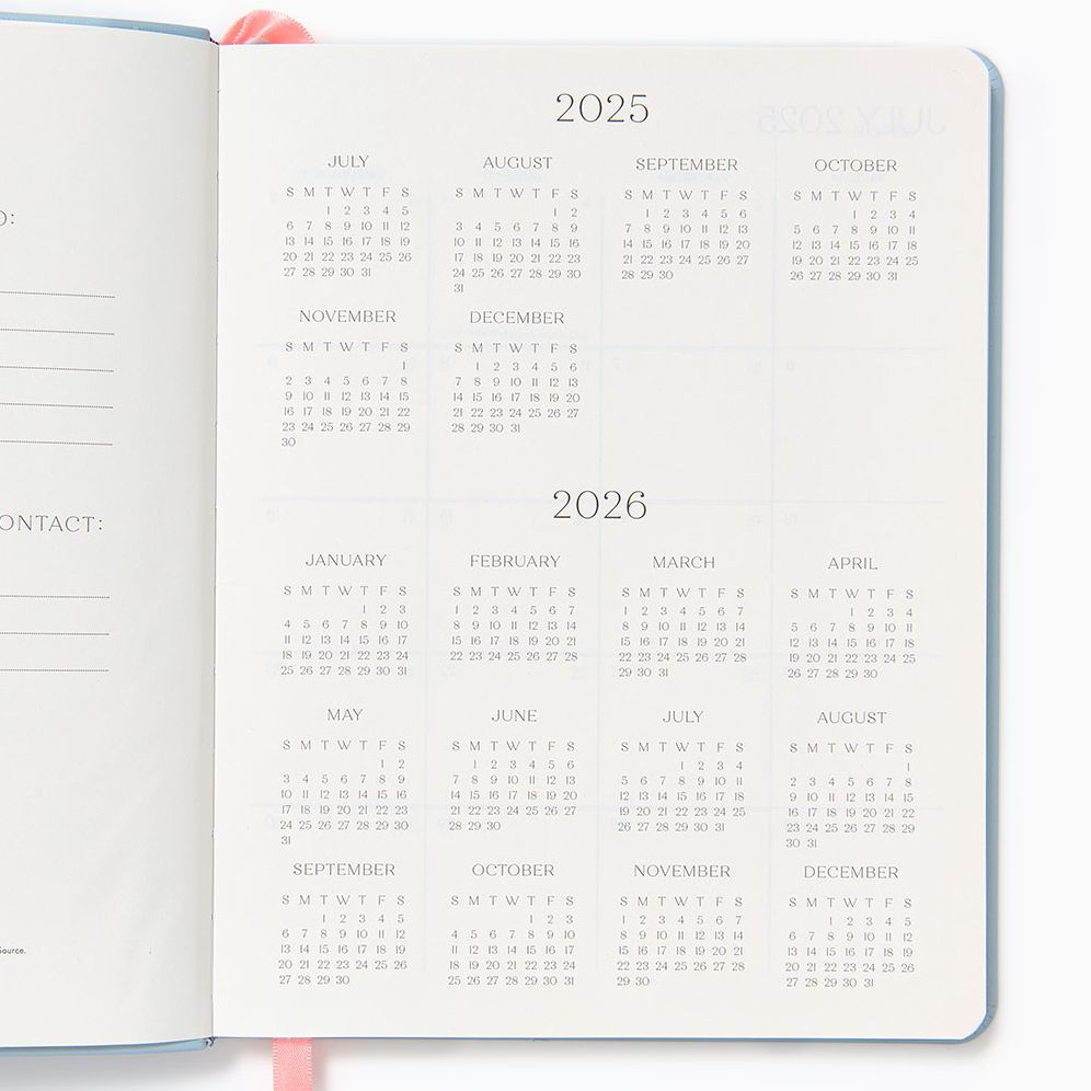 2025-2026 Paper Source Light Blue Leather 18-Month Weekly Desk Planner - Image 3