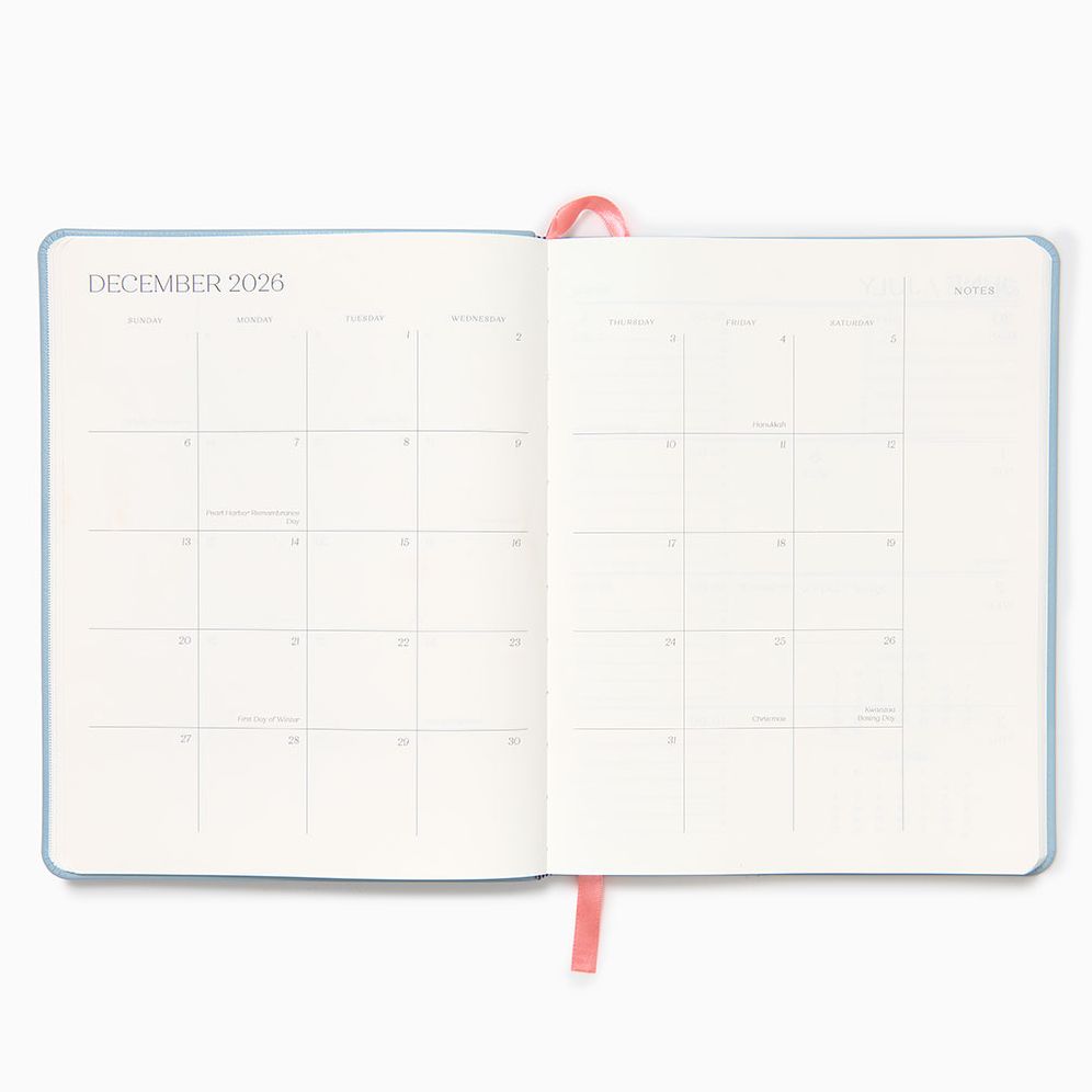 2025-2026 Paper Source Light Blue Leather 18-Month Weekly Desk Planner - Image 5