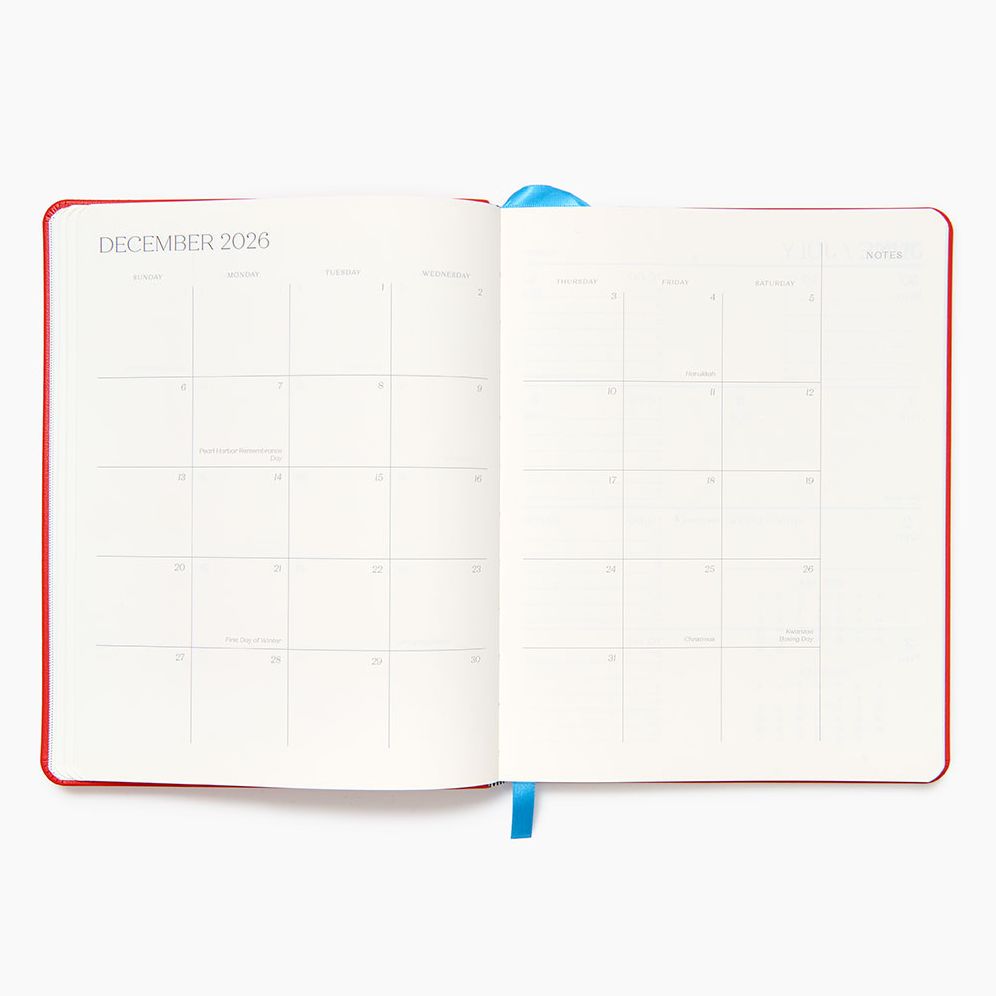 2025-2026 Paper Source Red Leather 18-Month Weekly Desk Planner - Image 5