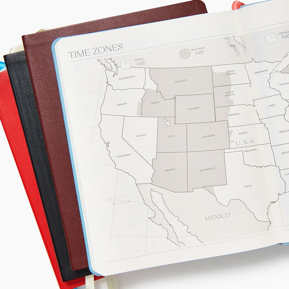 2025-2026 Paper Source Red Leather 18-Month Weekly Desk Planner - Image 6