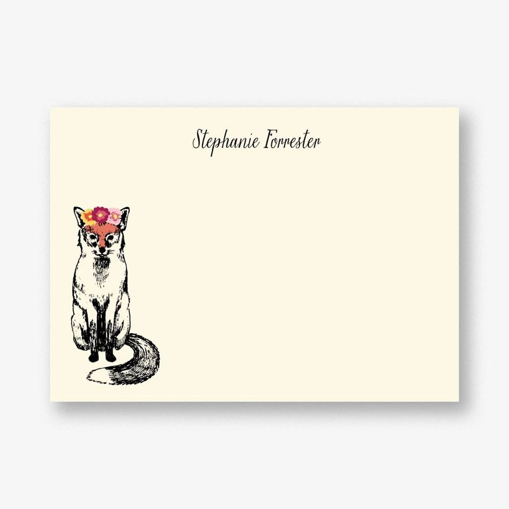 Flower Crown Fox Stationery