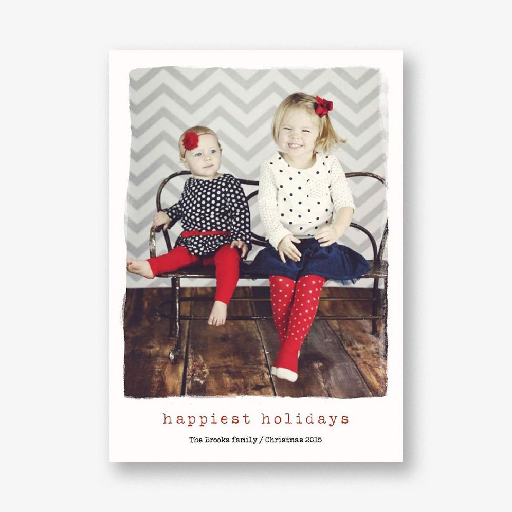 Paint Border Vertical Holiday Photo Card