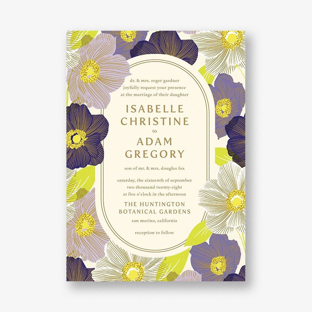 Anemone Plum Wedding Invitation