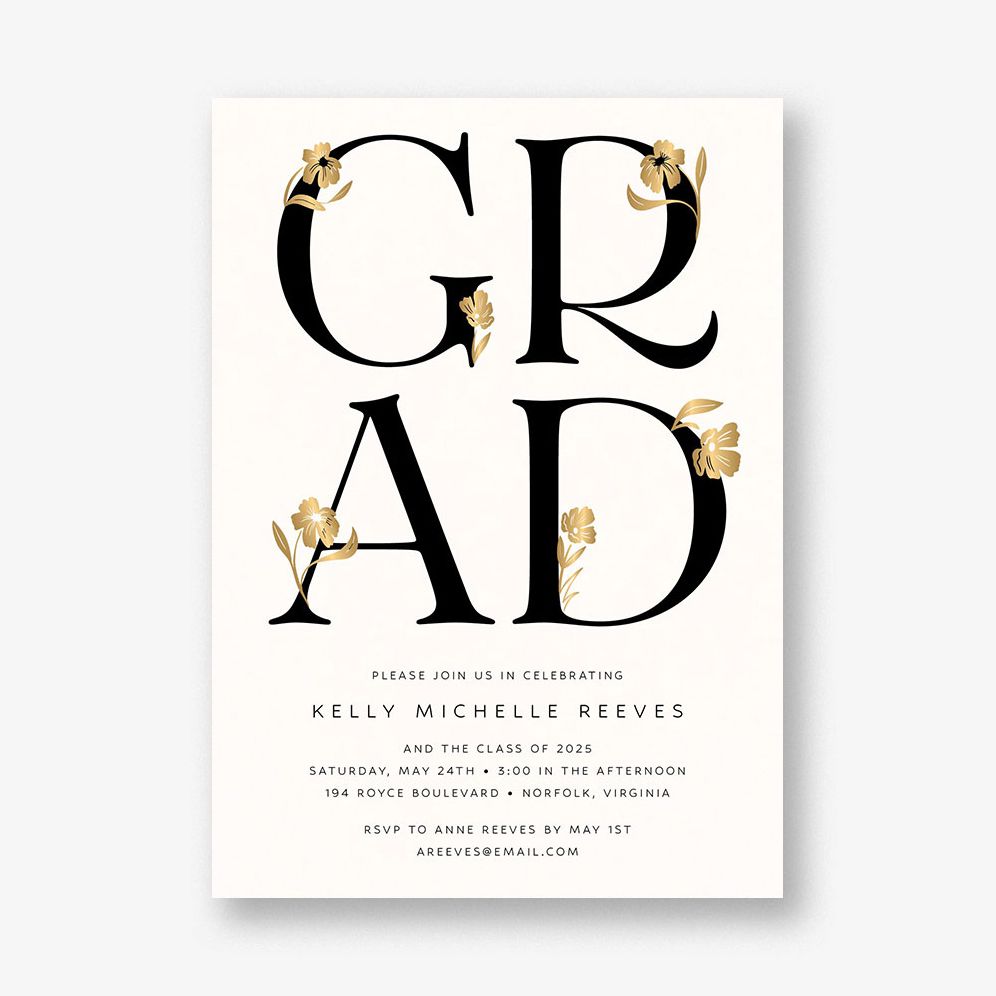 Les Fleurs Foil Graduation Announcement