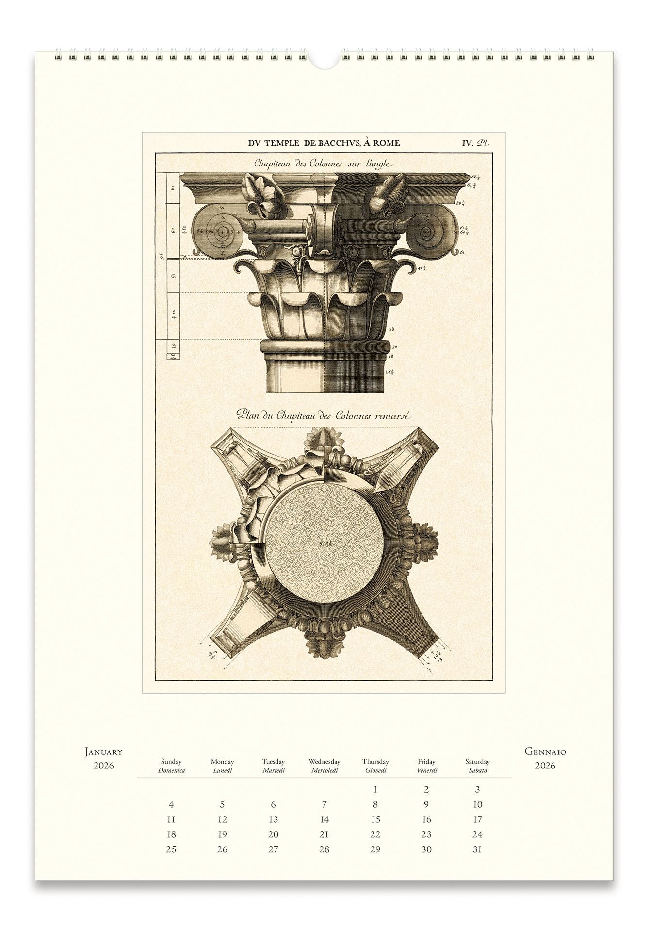 2026 Cavallini Architecttura Wall Calendar - Image 2