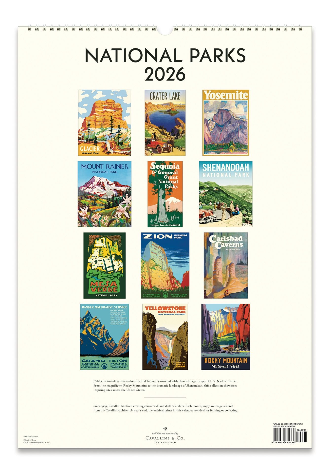 2026 Cavallini National Parks Wall Calendar - Image 3