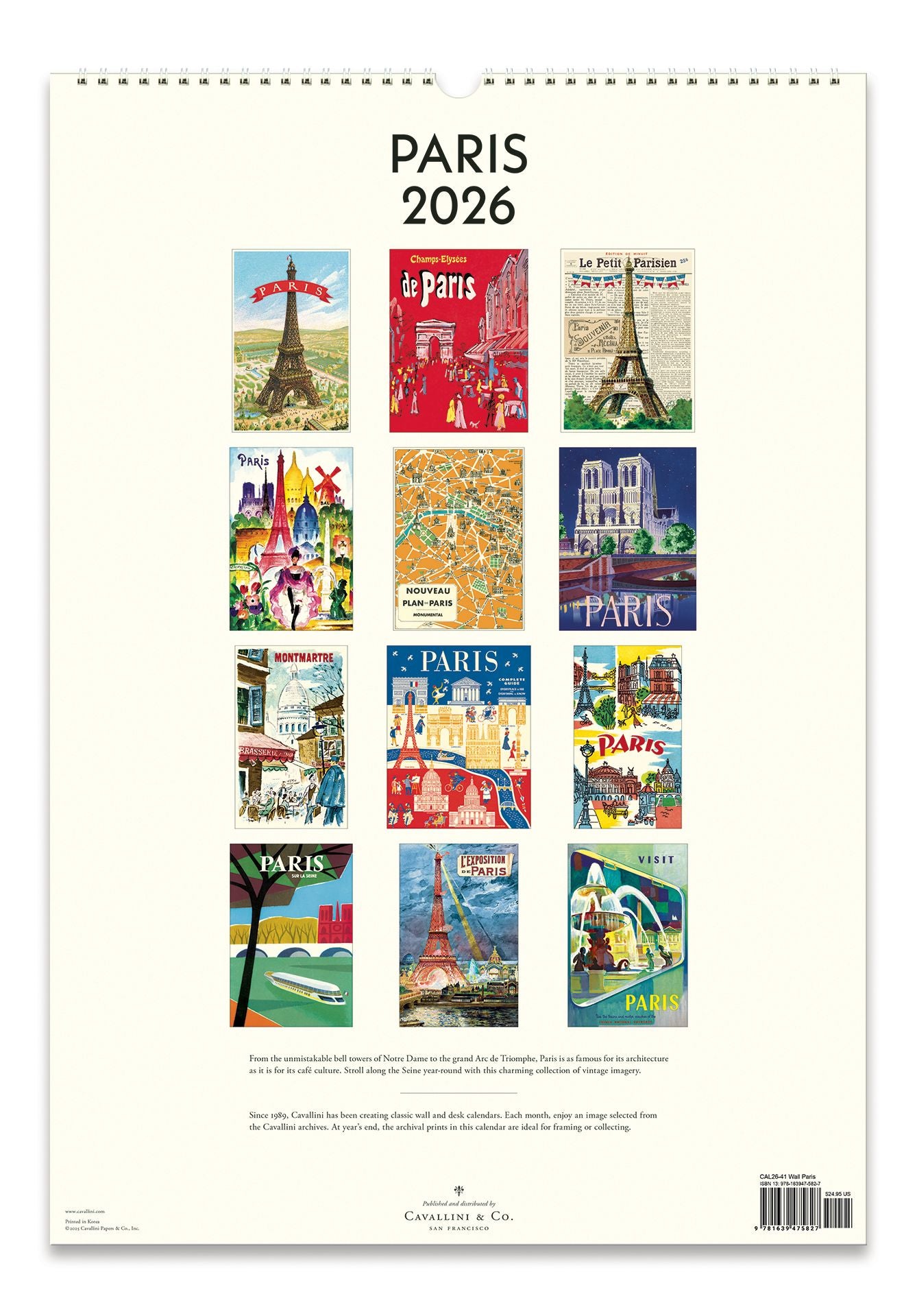2026 Cavallini Paris Wall Calendar - Image 3