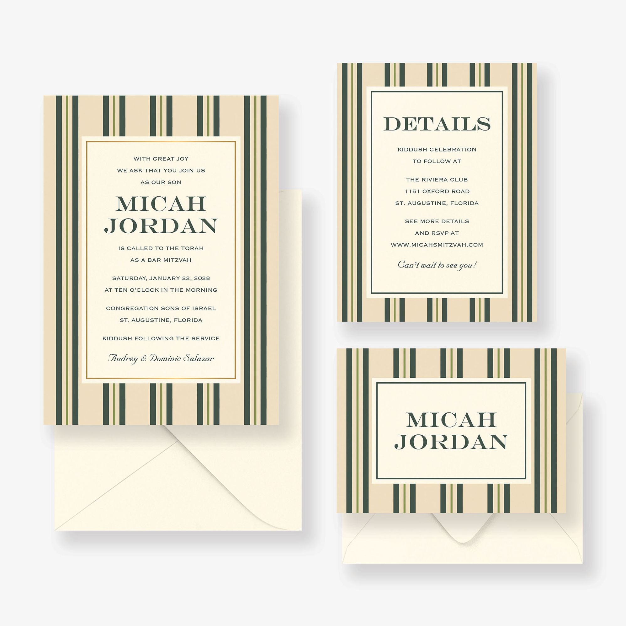 Pinstripe Foil Bar Mitzvah Invitation - Image 6