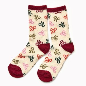 Fuzzy Bow Socks