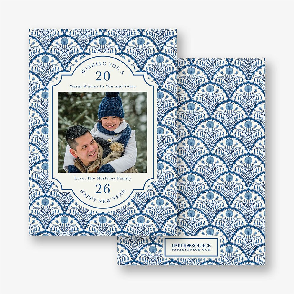 Floral Scallop New Years Photo Card - Image 2