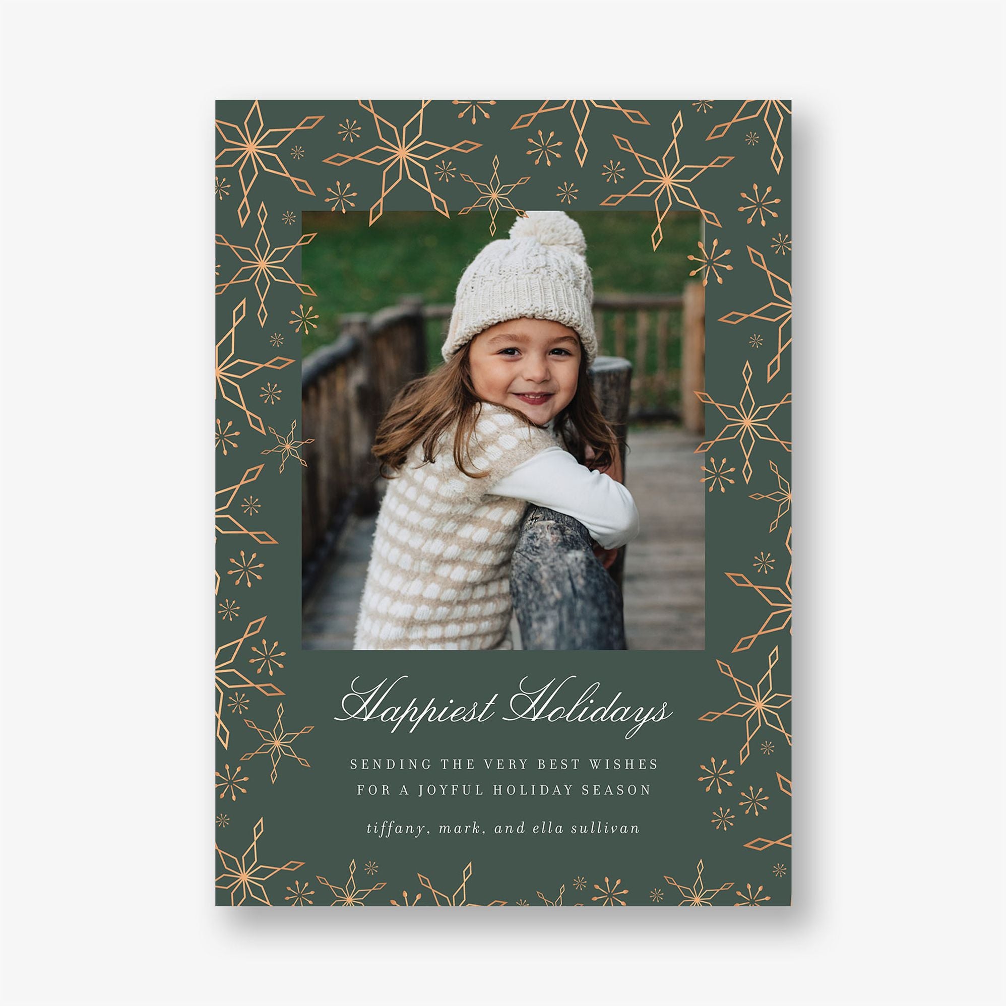 Scattered Snowflakes Foil Holiday Photo Card - Image 2