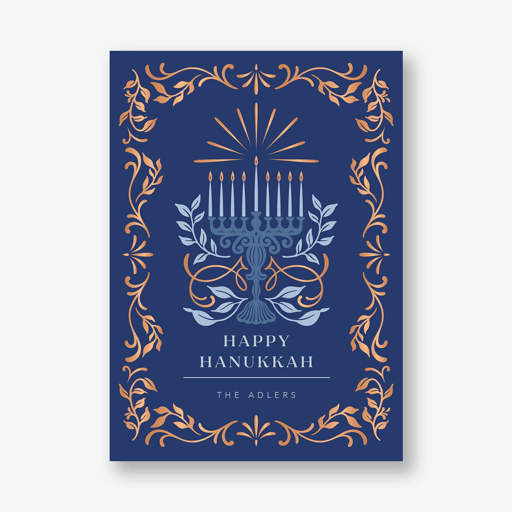 Radiant Menorah Foil Frame Holiday Card - Image 2