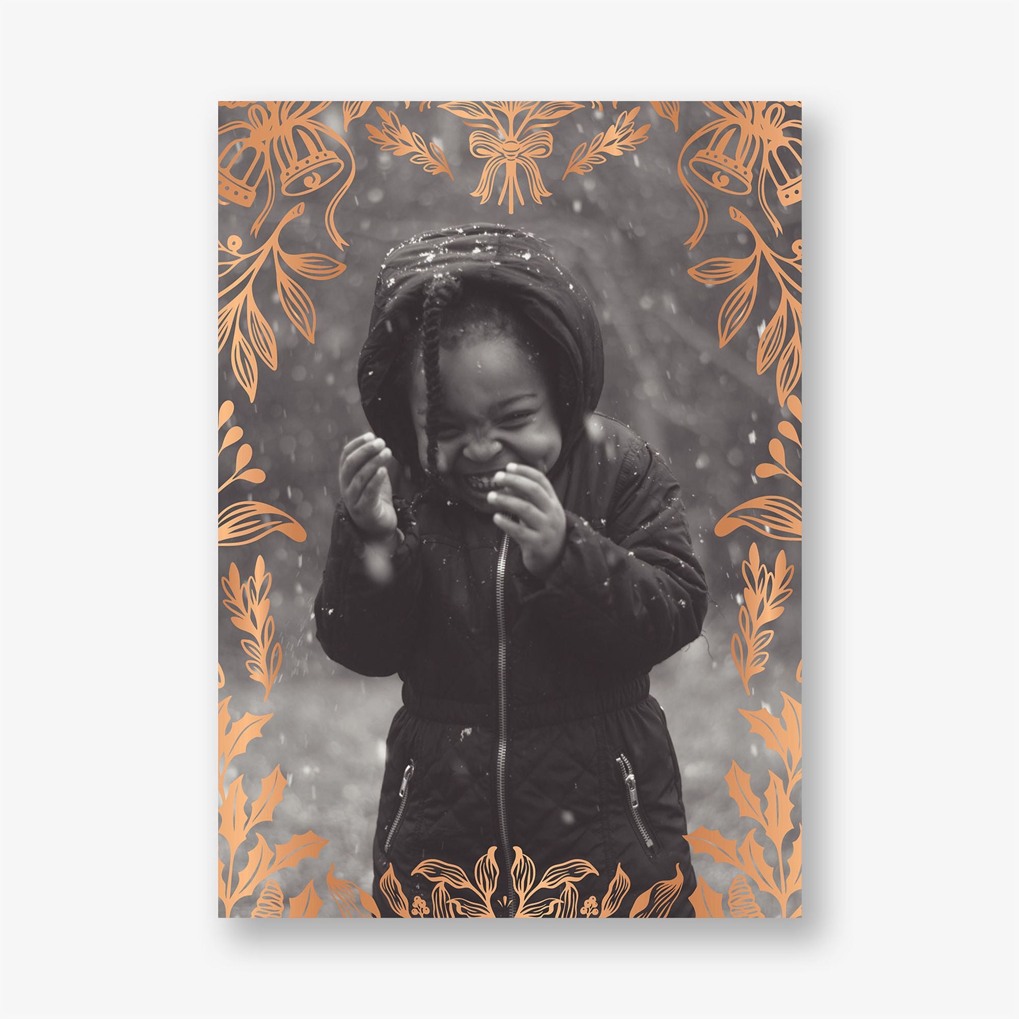 Botanical Bells Foil Frame Holiday Photo Card - Image 2