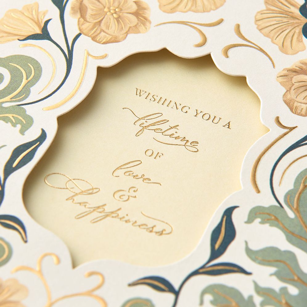 Diecut Window with Floral Pattern Embellished Wedding Card - Image 2